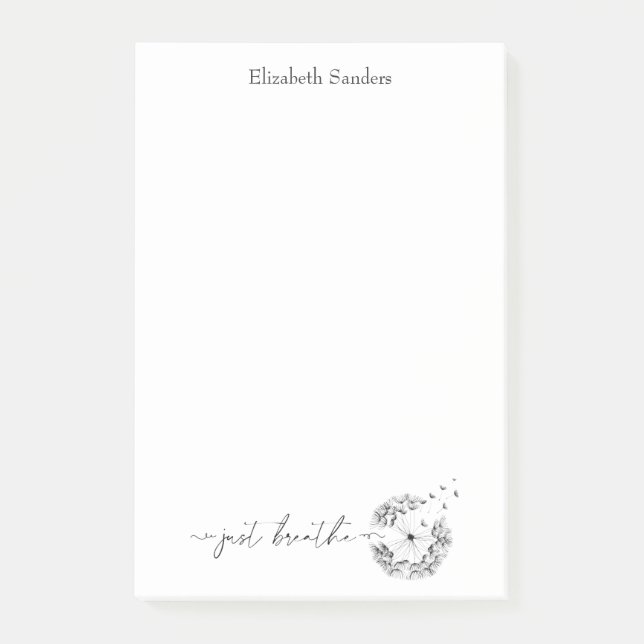 Post-it® Breathe Citation Dandelion dans le script du vent (Devant)