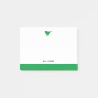 Bright Green Bird & Border on White avec nom