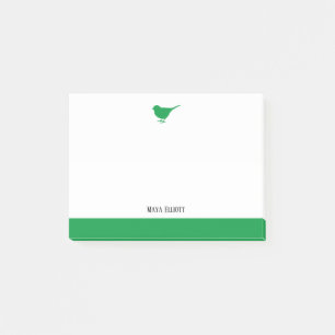 Post-it® Bright Green Bird & Border on White avec nom
