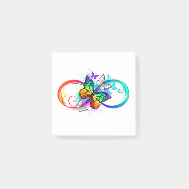 Post-it® Bright infinity with rainbow butterfly (Devant)