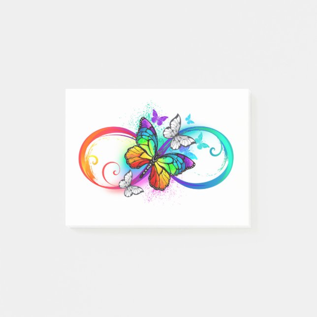 Post-it® Bright infinity with rainbow butterfly (Devant)