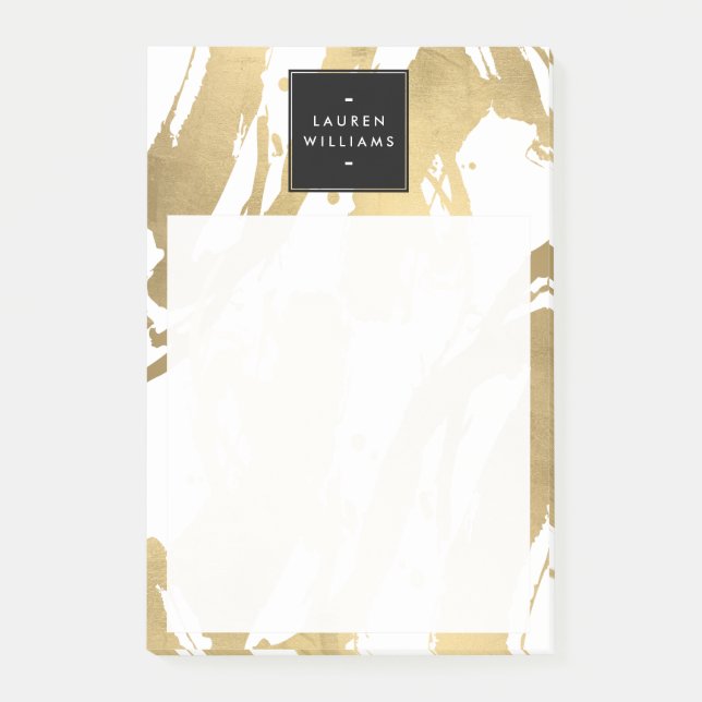 Post-it® Brochures Abstraites Faux Gold en blanc (Devant)