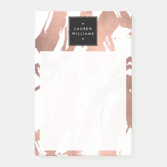 Post-it® Brochures Abstraites Rose or sur blanc (Devant)