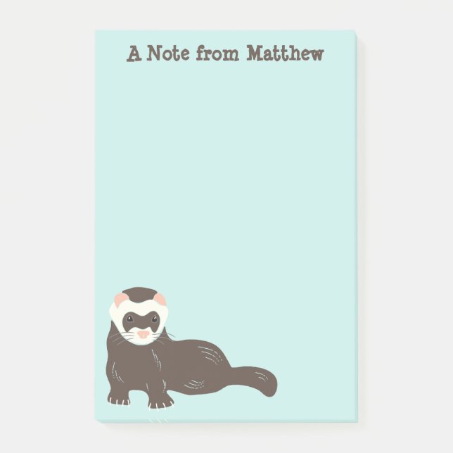 Post-it® Brown personnalisé Ferret Mint Green (Devant)