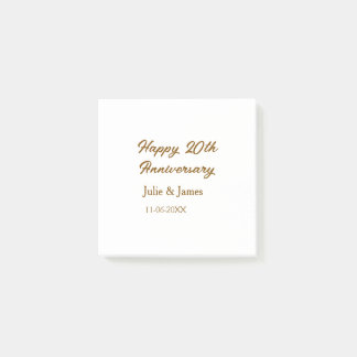 Post-it® Brun doré joyeux 20e anniversaire nom datsimple