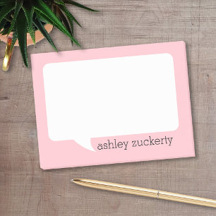 Post-it® Bubble de conversation rose et noir Nom personnali