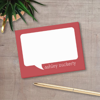 Post-it® Bubble Parler Rouge et Blanc Nom personnalisé