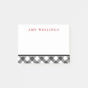 Post-it® Buffalo Check Black & White Plaid Personnalisé