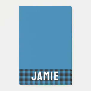 Post-it® Buffle bleu profond Vérifier le nom blanc