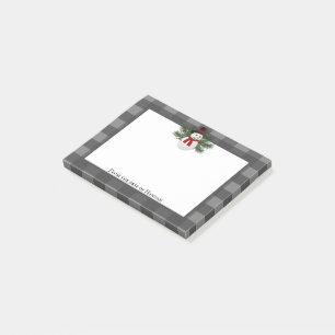 Post-it® Buffle Snowman Souriant Plaid Personnalisé