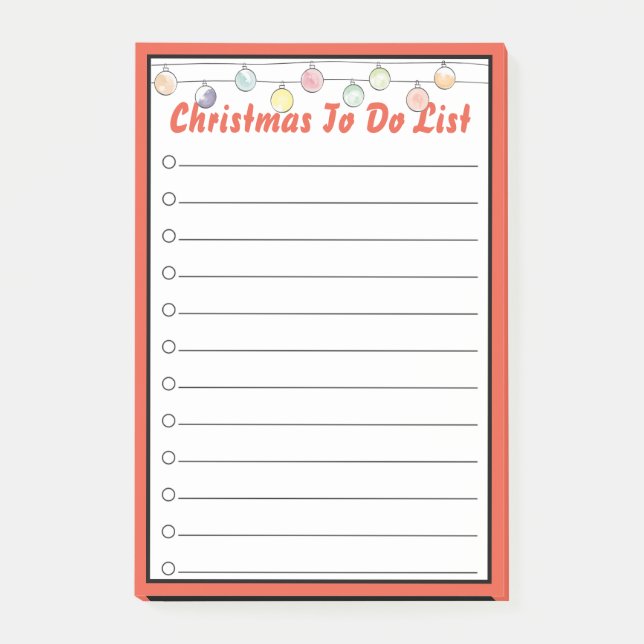 Post-it® Bulbes De Noël À Faire Liste Ornements De Vacances (Devant)