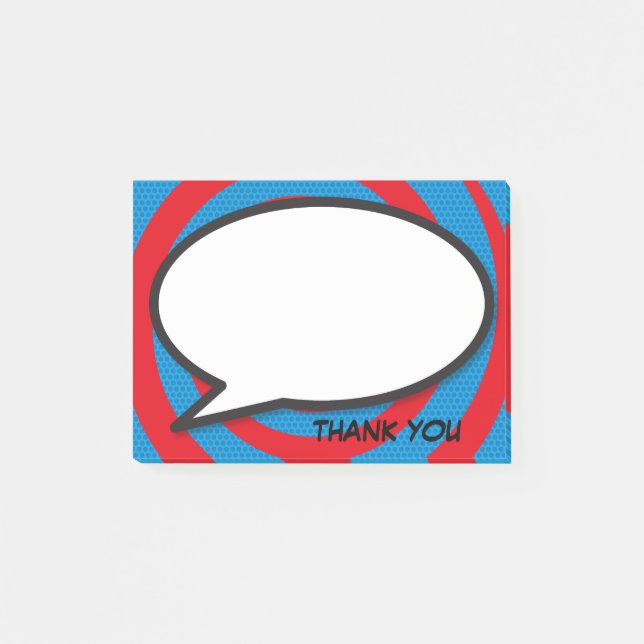 Post-it® Bulle de bande dessinée Pop Art Merci (Devant)