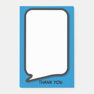 Post-it® Bulle de dialogue amusante Merci personnalisé Bleu