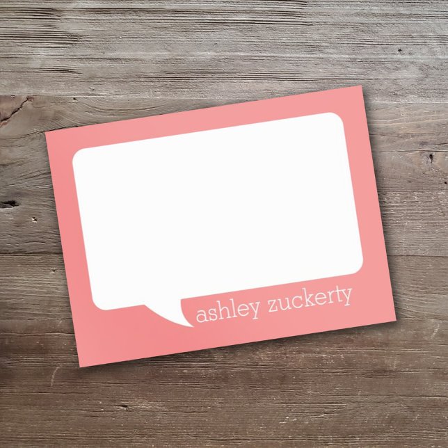 Post-it® Bulle de discussion corail et blanc Nom personnali (Créateur téléchargé)