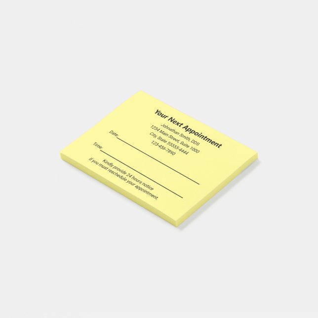 Post-it® Bureau des dentistes Votre prochaine nomination Ra (Incliné)