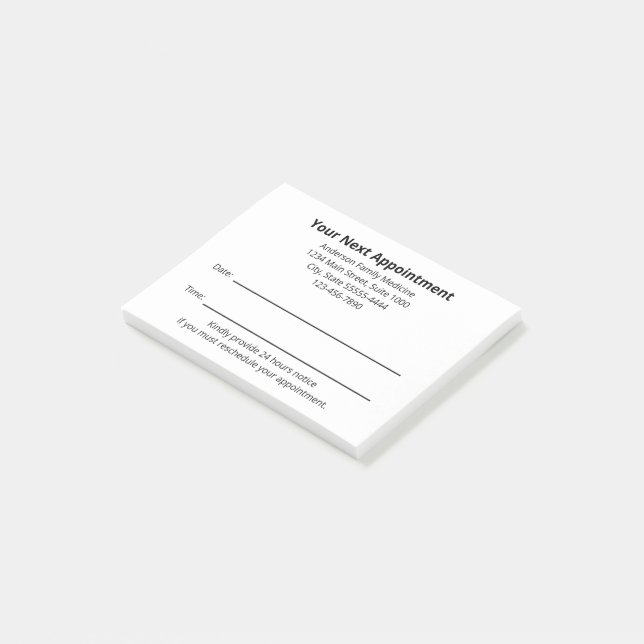Post-it® Bureau du médecin Votre prochain rappel de rendez- (Incliné)