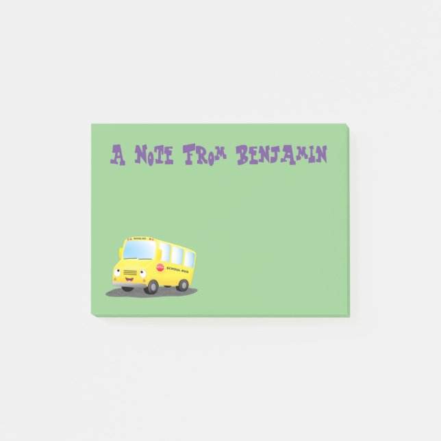 Post-it® Bus scolaire jaune heureux dessin animé mignon  (Devant)