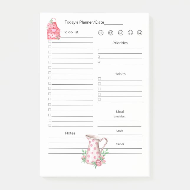Post-it® Buts quotidiens, planification, repas pour le cuis (Devant)