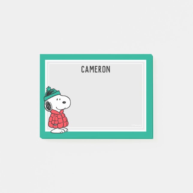 Post-it® cacahuètes | Snoopy Chat d'hiver et Casquette | Aj (Devant)