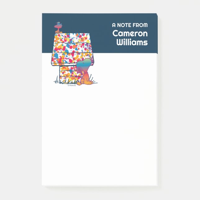 Post-it® cacahuètes | Snoopy & Woodstock Rainbow Paint (Devant)