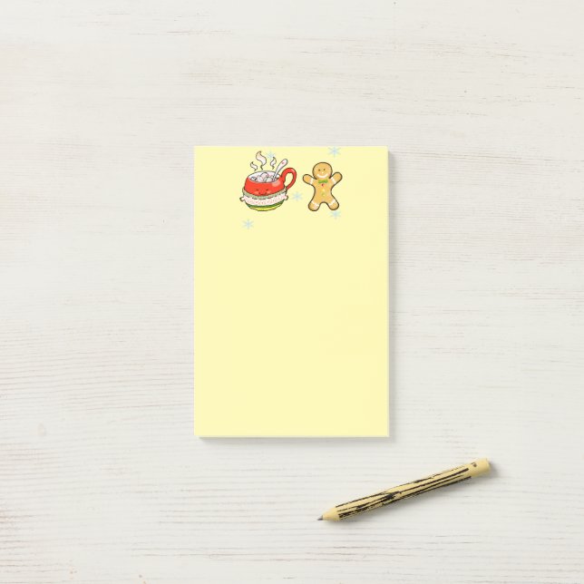 Post-it® cacao chaud à la cannelle et pain d'épice biscuit (Sur un bureau)
