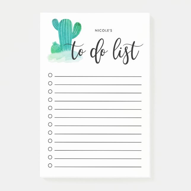 Post-it® Cactus Vert Aquarelle Personnalisé À Faire (Devant)