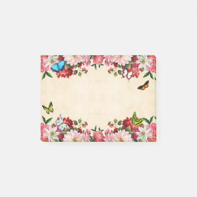 Post-it® Cadre de fleurs avec papillons (Devant)
