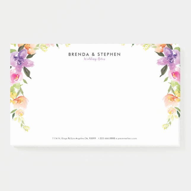 Post-it® Cadre de fleurs pastel aux aquarelles (Devant)