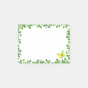Post-it® Cadre Papillon Jaune Beau & Feuille Verte