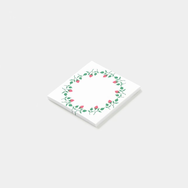 Post-it® Cadre rond fleuri avec fleurs roses (Incliné)