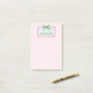Post-it® Cadre rose et bleu avec un nœud en vichy vert