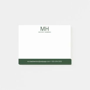 Post-it® Cahier d'hommes au monogramme vert