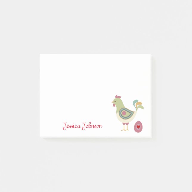 Post-it® Cahier personnalisé drôle de poule avec œuf abstra (Devant)