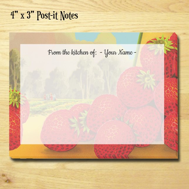 Post-it® Caisse de fraises rétro Art modifiable  (Retro Strawberry Farm Custom Post-it Notes)