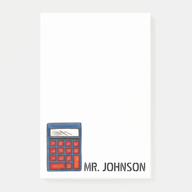 Post-it® Calculatrice personnalisée Math School Enseignant  (Devant)