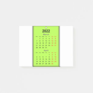 Post-it® Calendrier 2022 Mars Avril