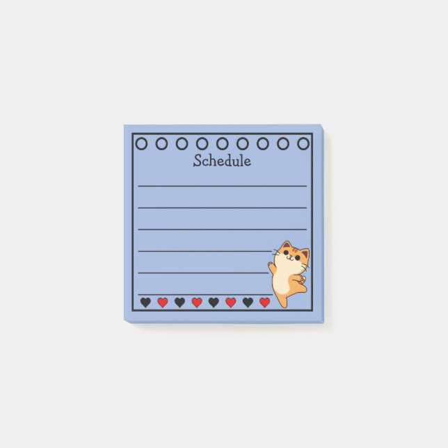 Post-it® Calendrier Chat Orange Gingembre Bleu (Devant)