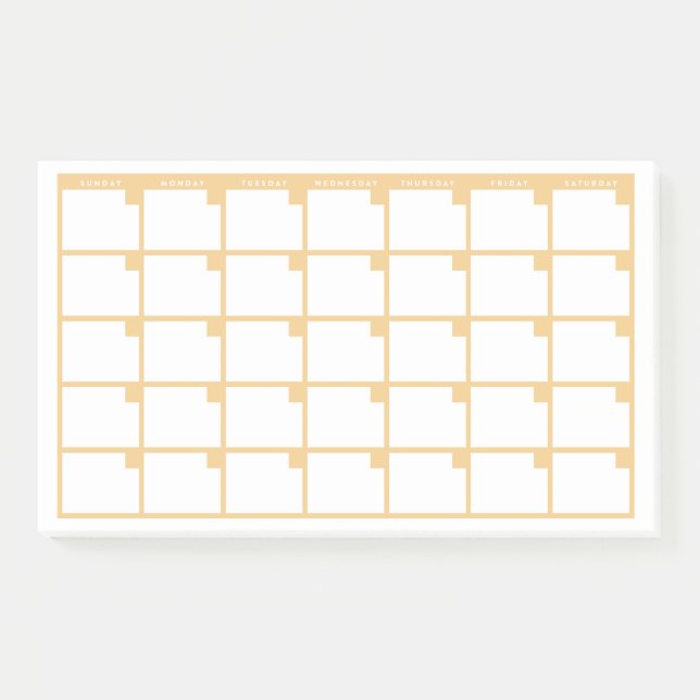 Post-it® Calendrier des notes post-it jaunes non datées (Devant)