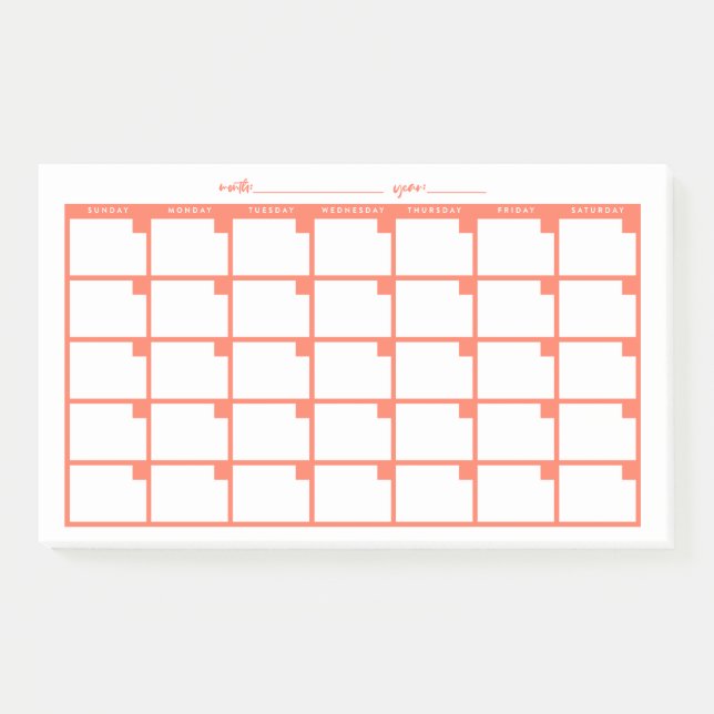 Post-it® Calendrier des notes rapides non daté - Saumon (Devant)