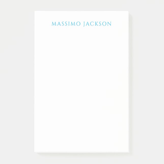 Post-it® Calligraphie de nom Script Plain Simple Blanc Bleu (Devant)