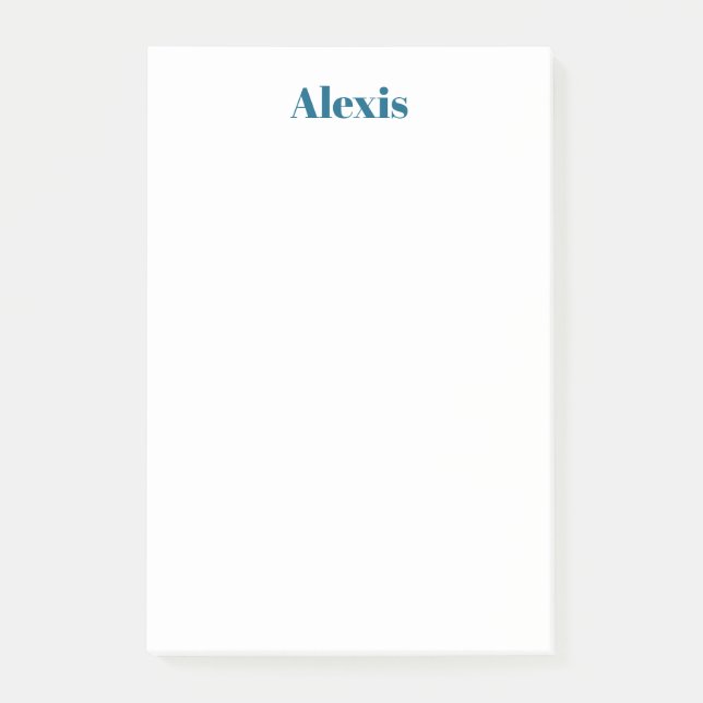 Post-it® Calligraphie de nom Script Plain Simple Blanc Bleu (Devant)