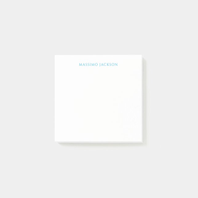 Post-it® Calligraphie de nom Script Plain Simple Blanc Bleu (Devant)