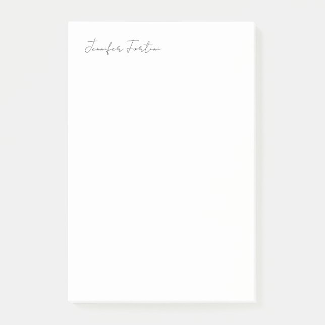 Post-it® Calligraphie Élégante Noir & Blanc Plaine Simple (Devant)