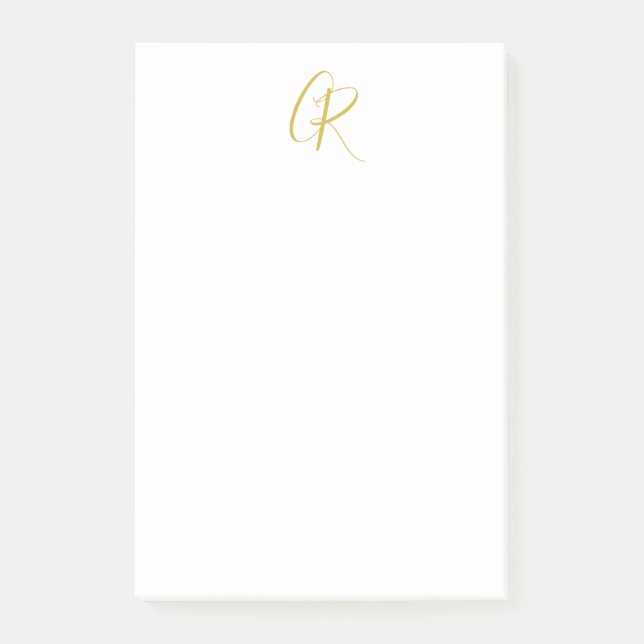 Post-it® Calligraphie Monogramme Couleur Or Moderne Simple (Devant)