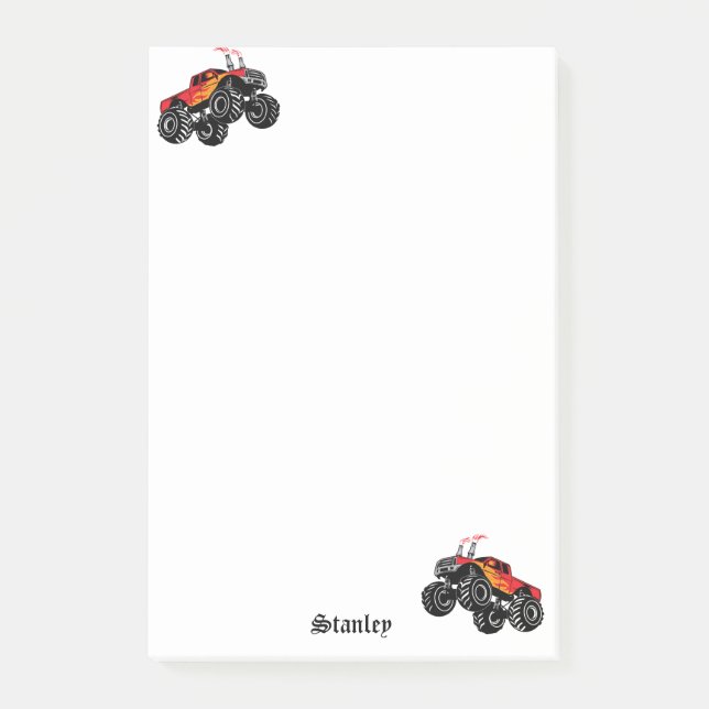 Post-it® Camion Monster Personnalisé Noir Rouge Cute (Devant)