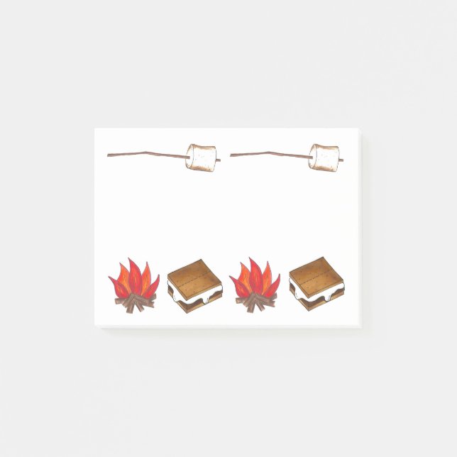 Post-it® Campfire S'mores Camping Marshmallow Toasté Poste (Devant)