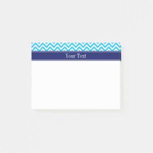 Post-it® Capri Bleu SLg Chevron Navy Monogramme Nom