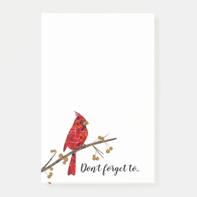 Post-it® Cardinal Rouge, l'oiseau de Noël (Devant)