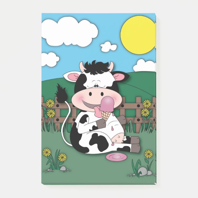 Post-it® Caricature amusante pour la vache à bébé (Devant)