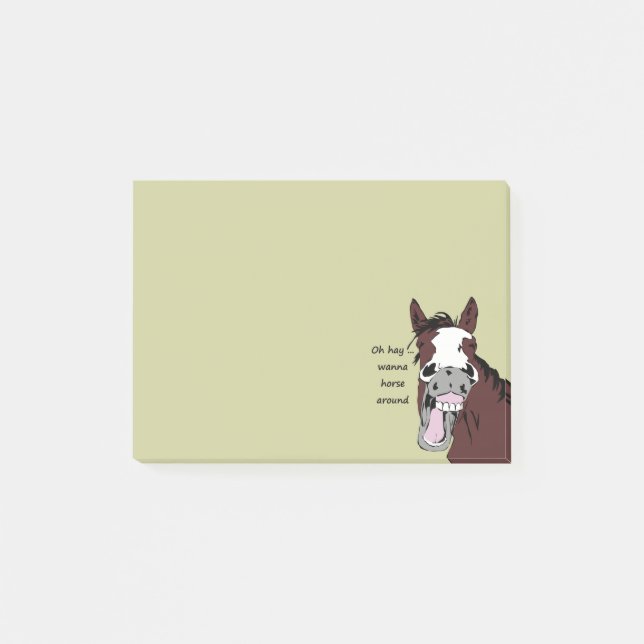 Post-it® Caricature de Cheval Silly "Wanna cheval autour" (Devant)